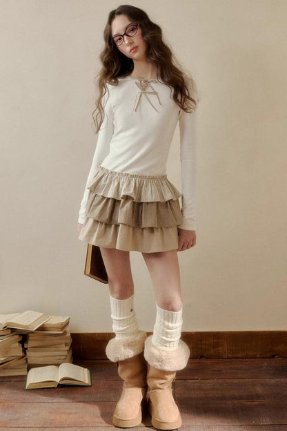 Retro Plaid Knit Tutu Skirt Dress