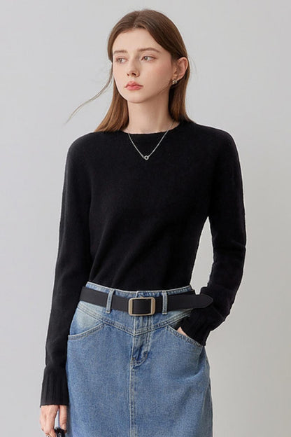 [MEETLADY SOLID COLOUR KNITWEAR WOMEN'S WINTER 2024 NEW SWEATER BASE LAYER TOP (100% Schafswolle)