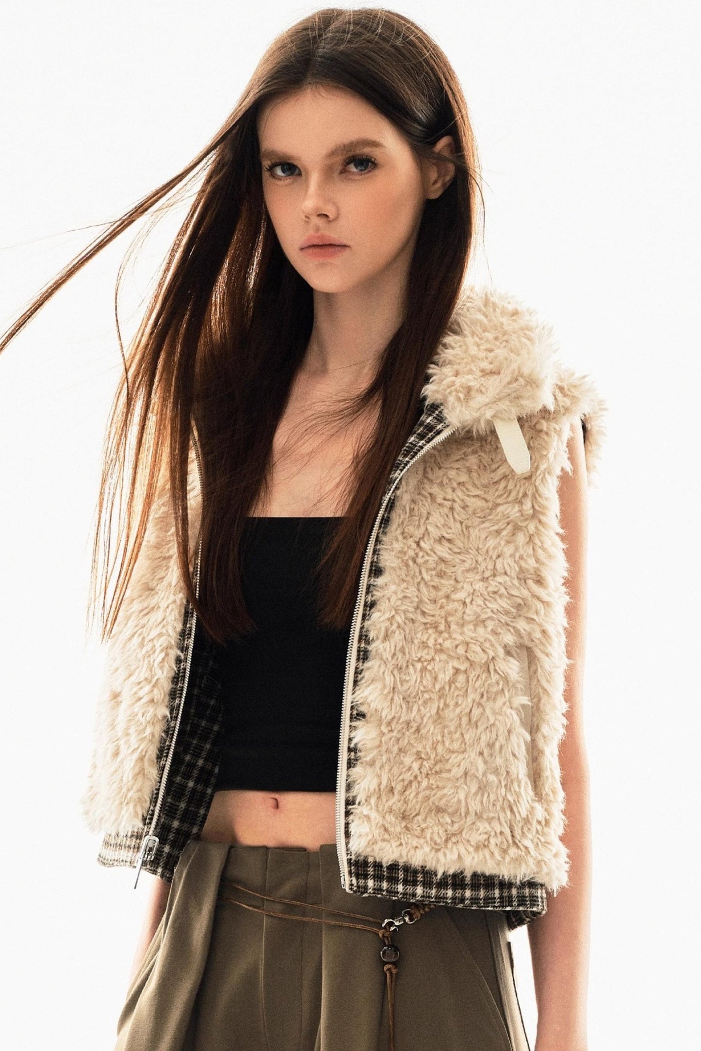 Reversible Plaid Vest Jacket