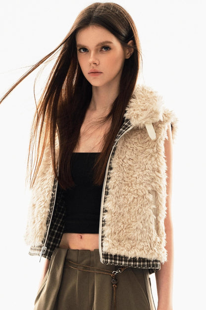 Reversible Plaid Vest Jacket