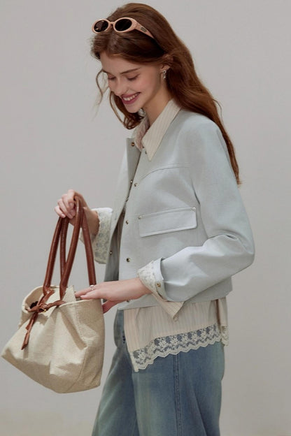 Striped Lace Sleeve Top