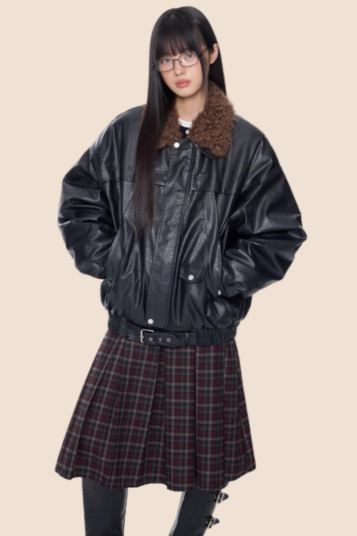 Fur Collar Leather Jacket