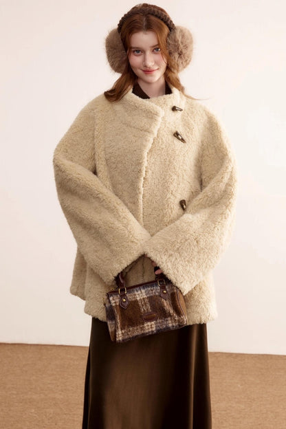 Stand-Up Collar Faux Shearling Coat