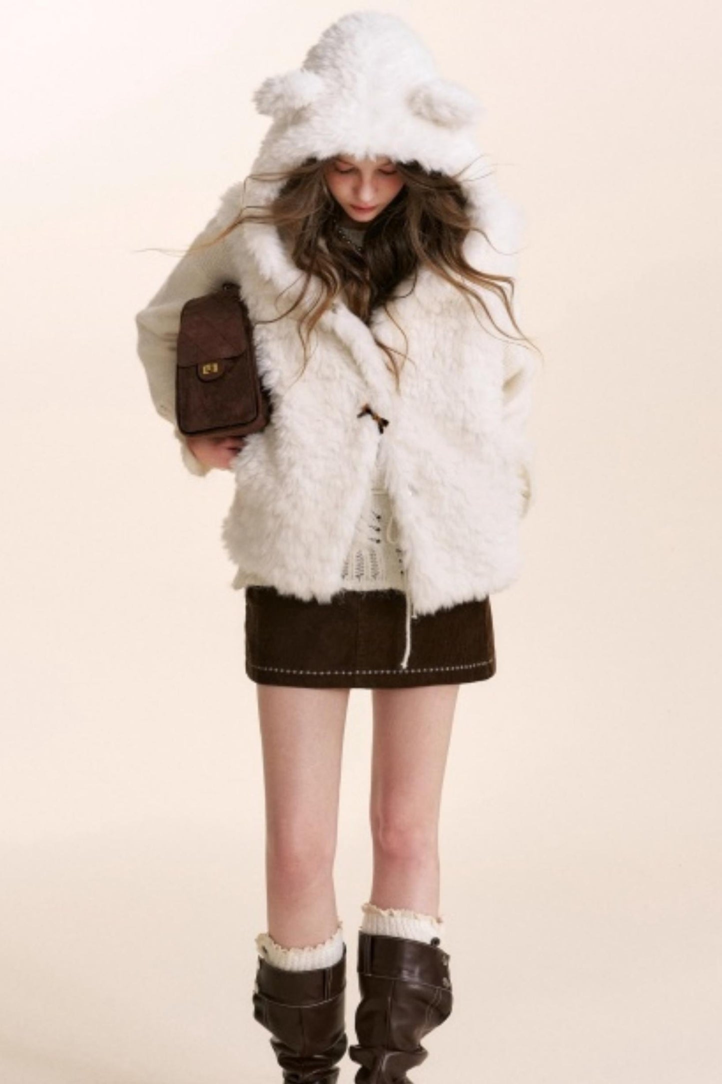 Bear Fur Hooded Fleece Jacket