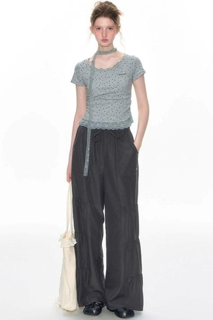 Summer Elasticated Wide-leg Pants