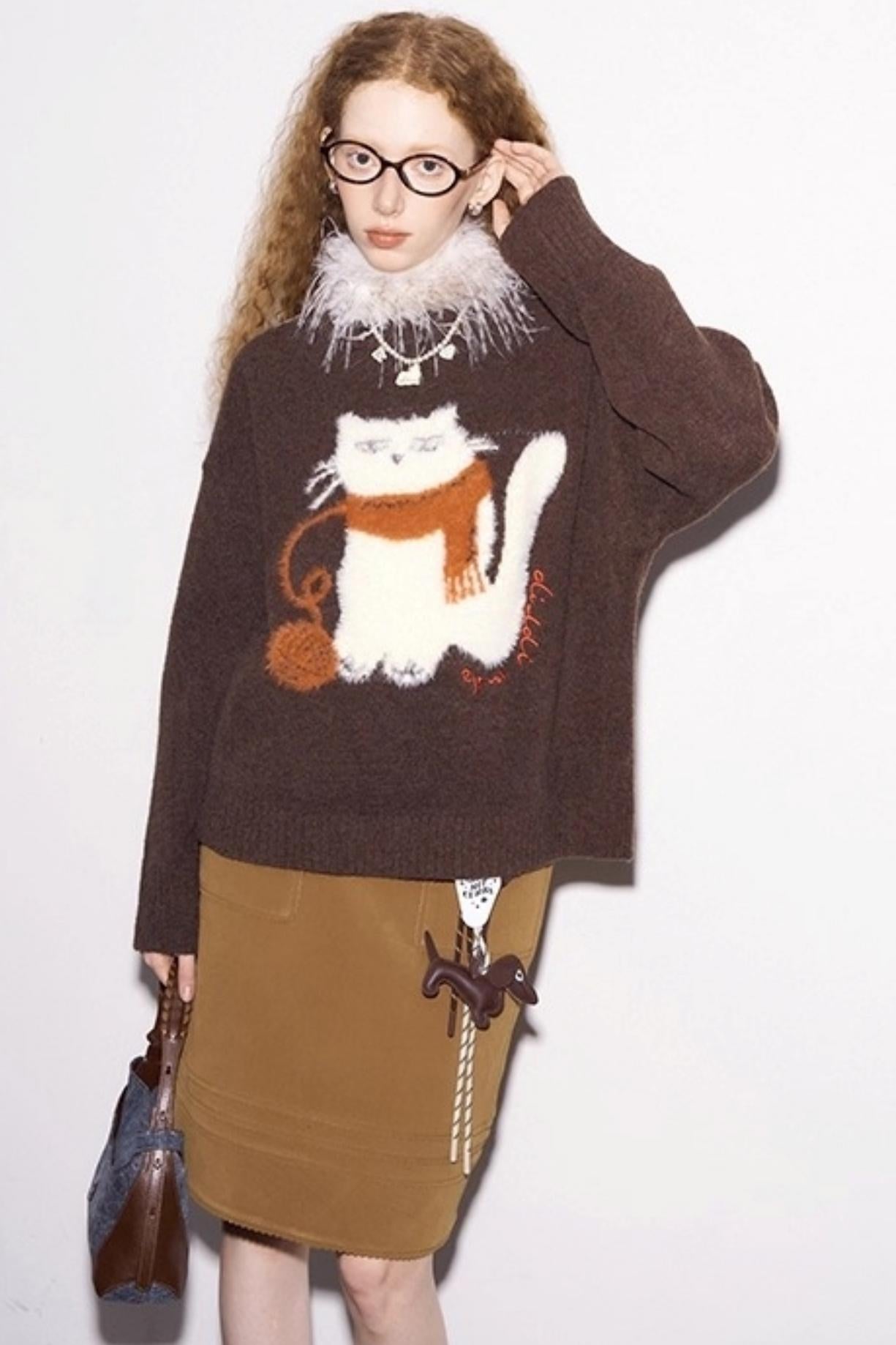 Layering Wave Lace Leather Skirt