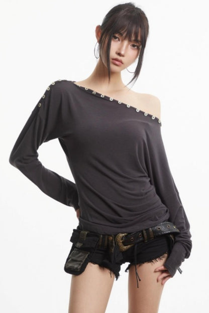 Retro Slim Off-Shoulder Top