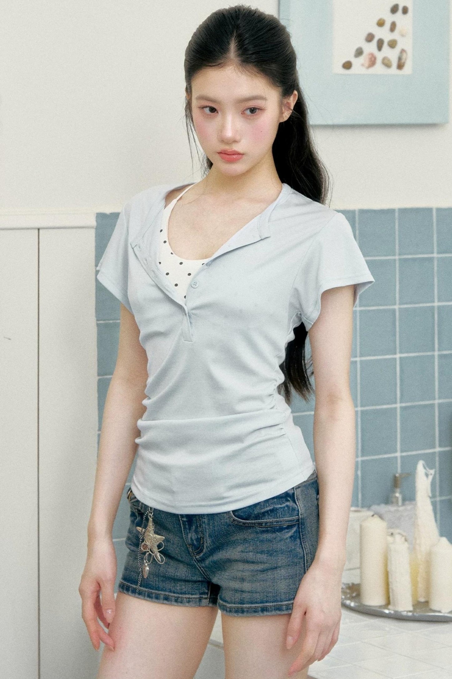 Henry Collar Slim-Fit T-Shirt Set-Up
