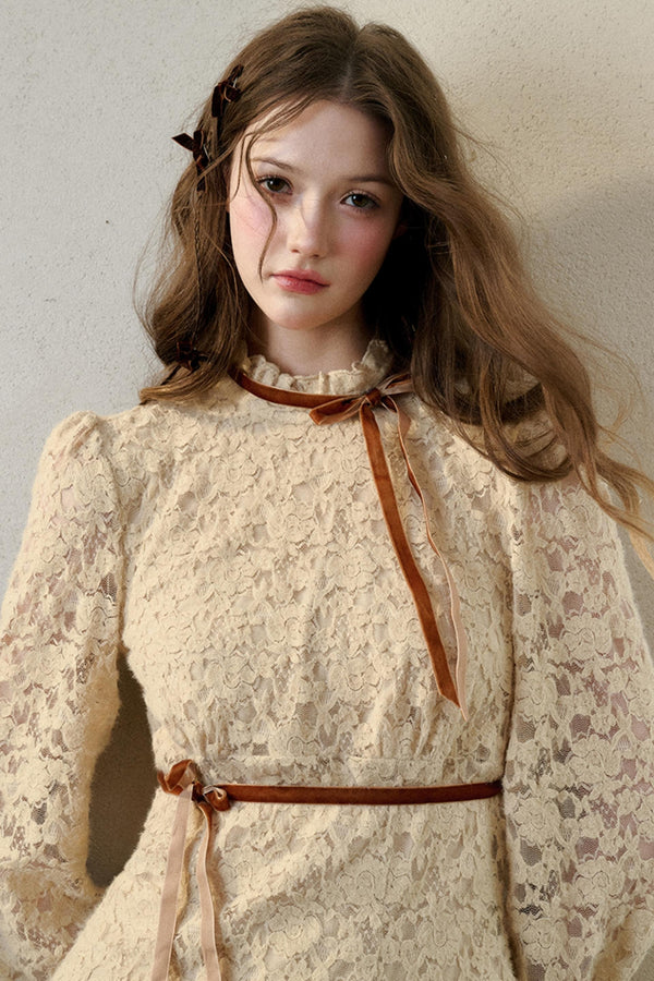 벨벳 레이스 롱 스커트 세트업 