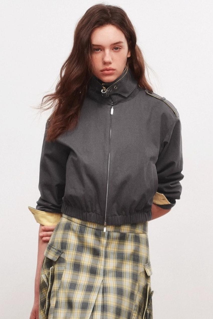 Stand-Up Collar Raglan Zippered Jacket