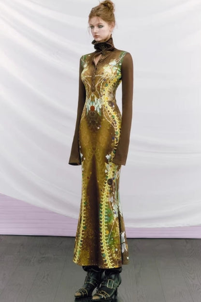 Bone Print Fishtail Dress