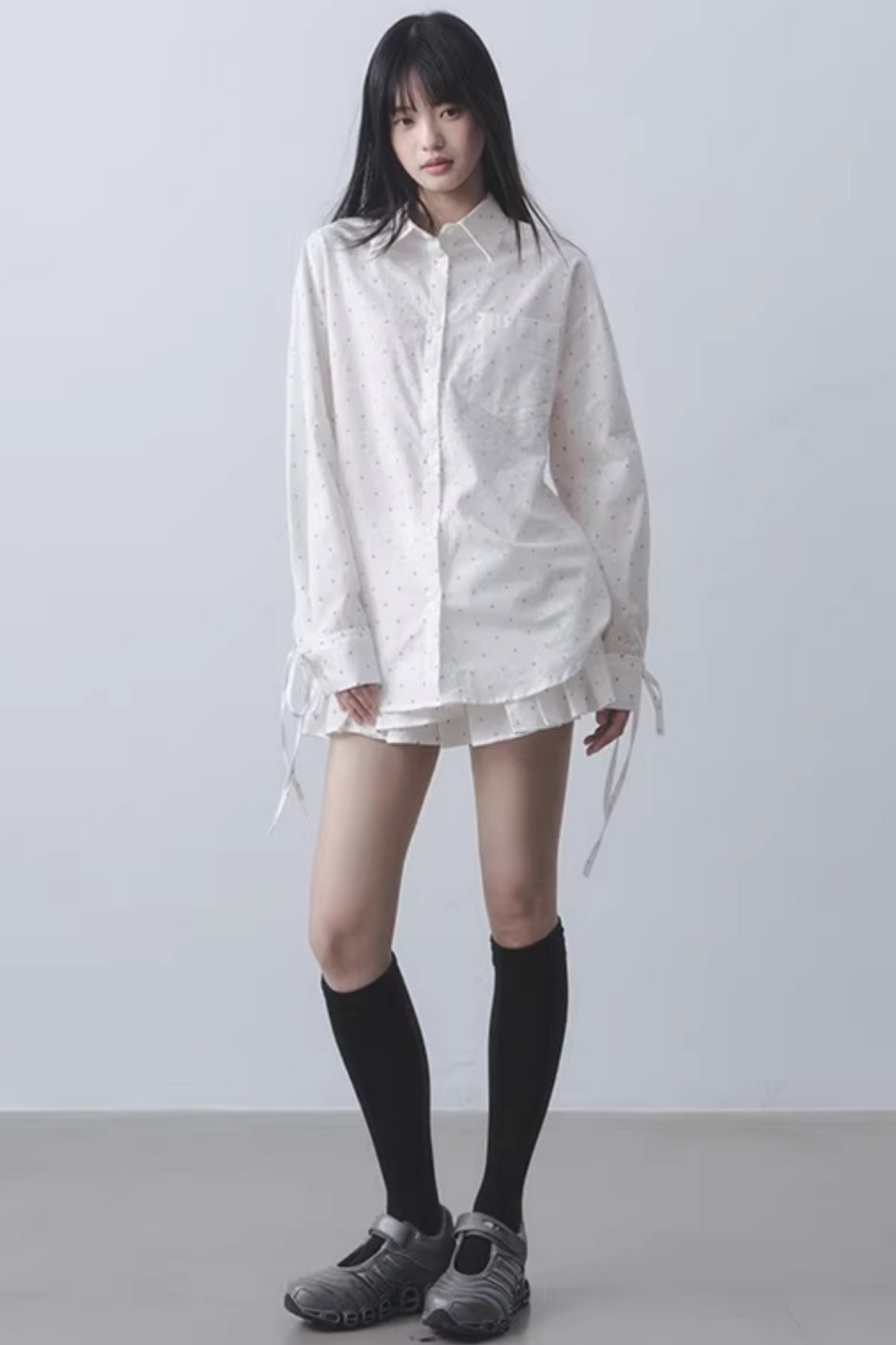 Peach Polka Dot Blouse Set