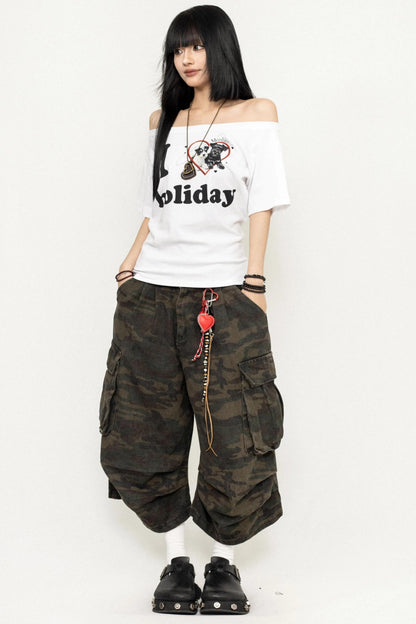 White One-Shoulder Tee