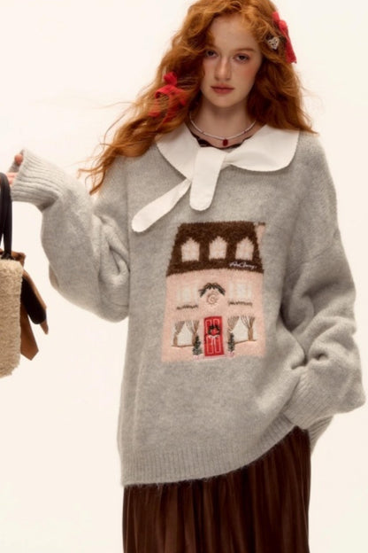 Jacquard Embroidered Wool Sweater