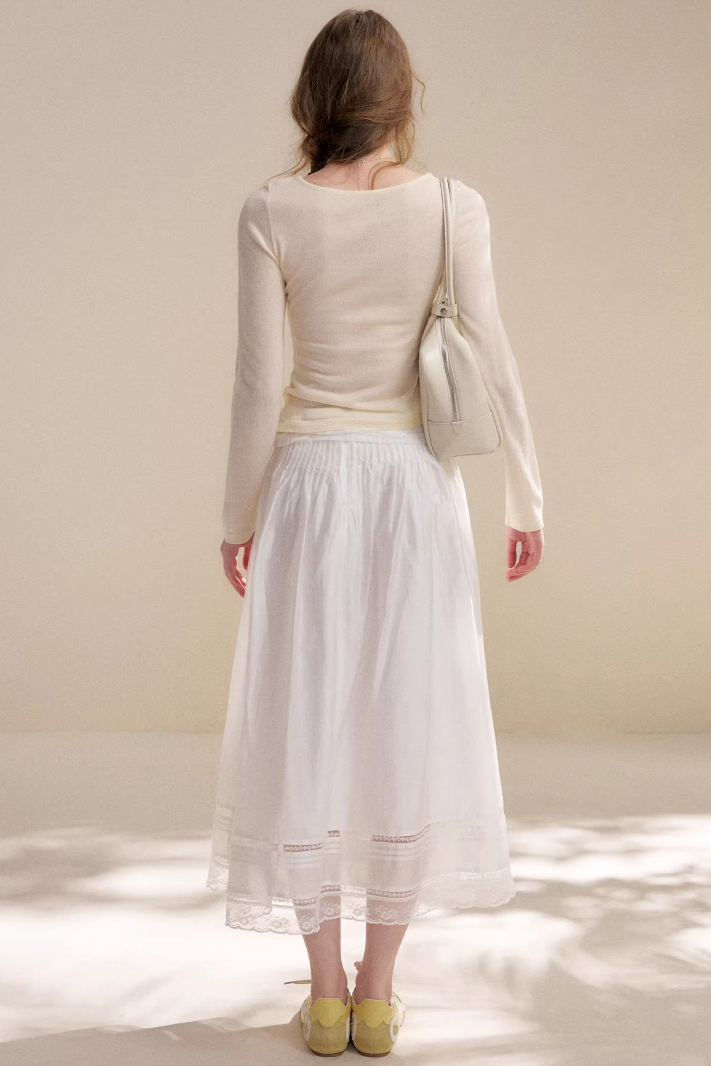 Lace Wool Cowl Neck Sweater