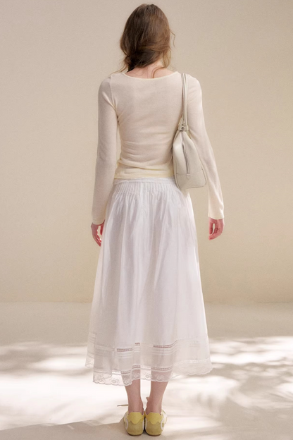 Lace Wool Cowl Neck Sweater