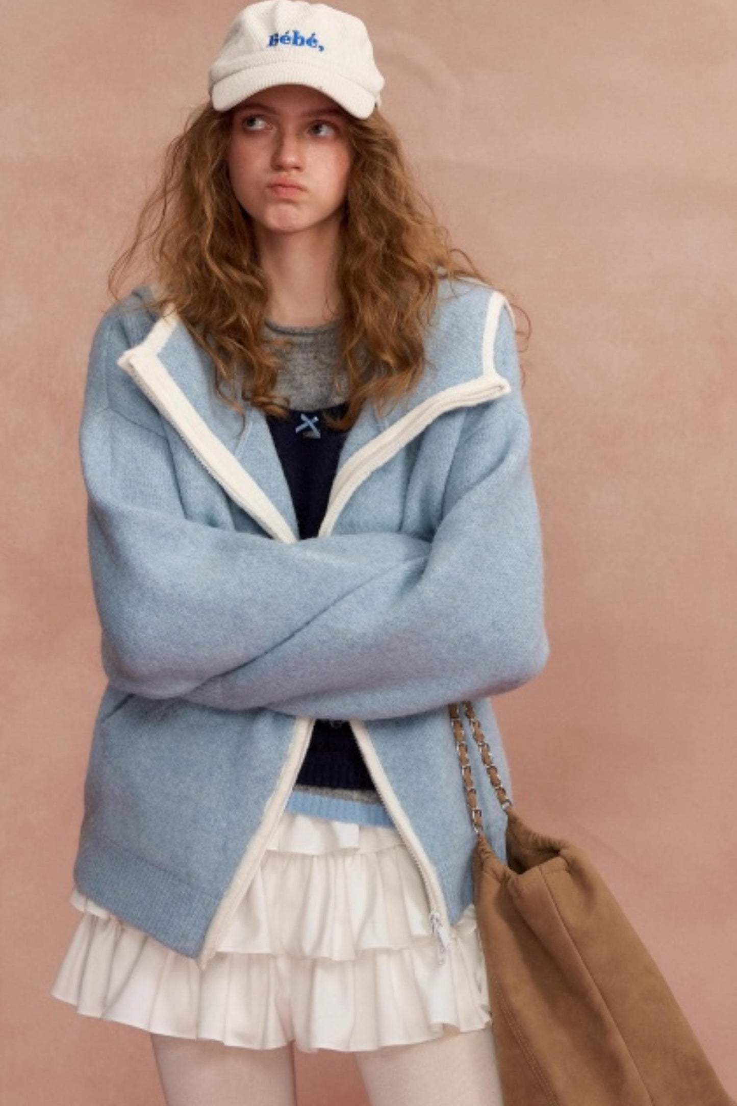 Hooded Cardigan With Contrasting Edges