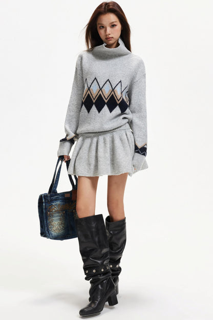 Color-Blocked Diamond Dress