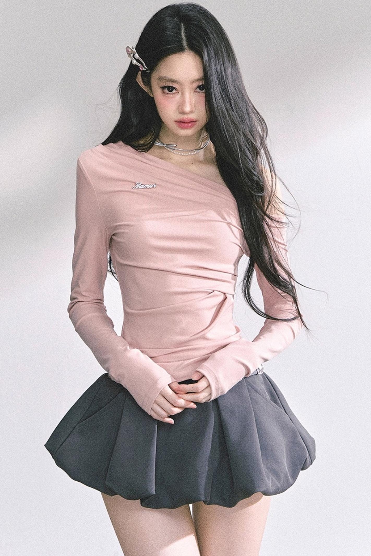 Spicy American Long-Sleeved Gray Top