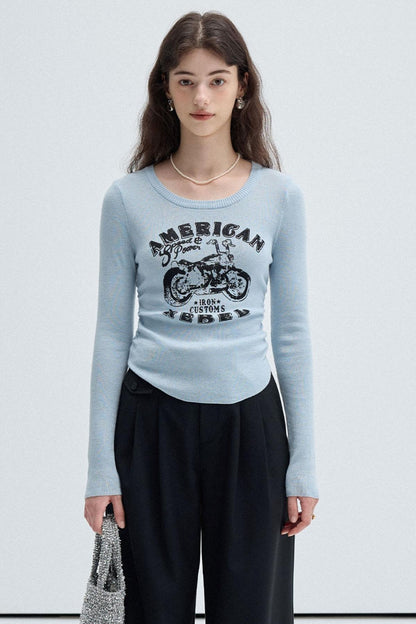 Slim WAIST CREWNECK KNITWEAR TOP