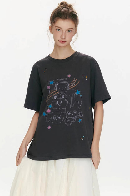 Strawberry Musician Printed T-Shirt