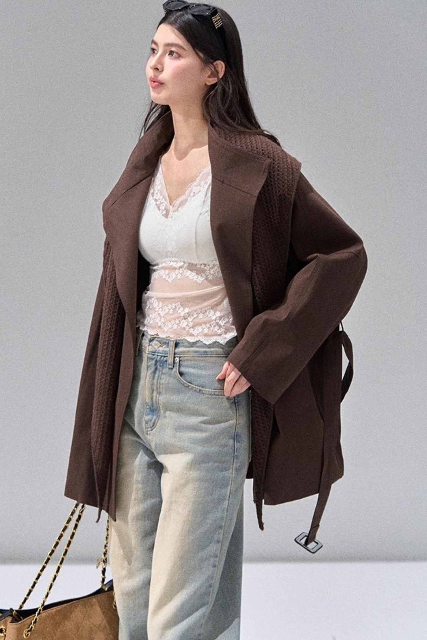 Vintage Woolen Trench Shawl Jacket