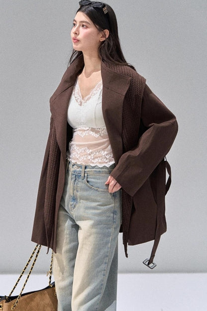 Vintage Woolen Trench Shawl Jacket