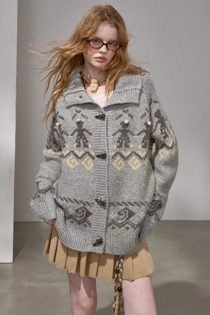 Pom-Pom Knit Cardigan Jacket