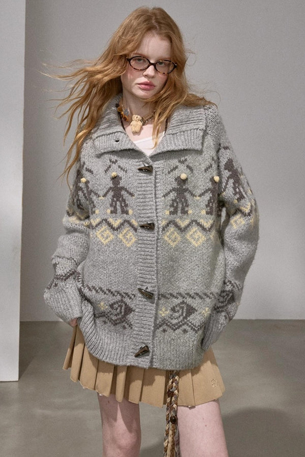 Pom-Pom Knit Cardigan Jacket