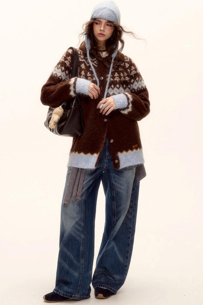 Fair Isle Knit Cardigan Set-Up