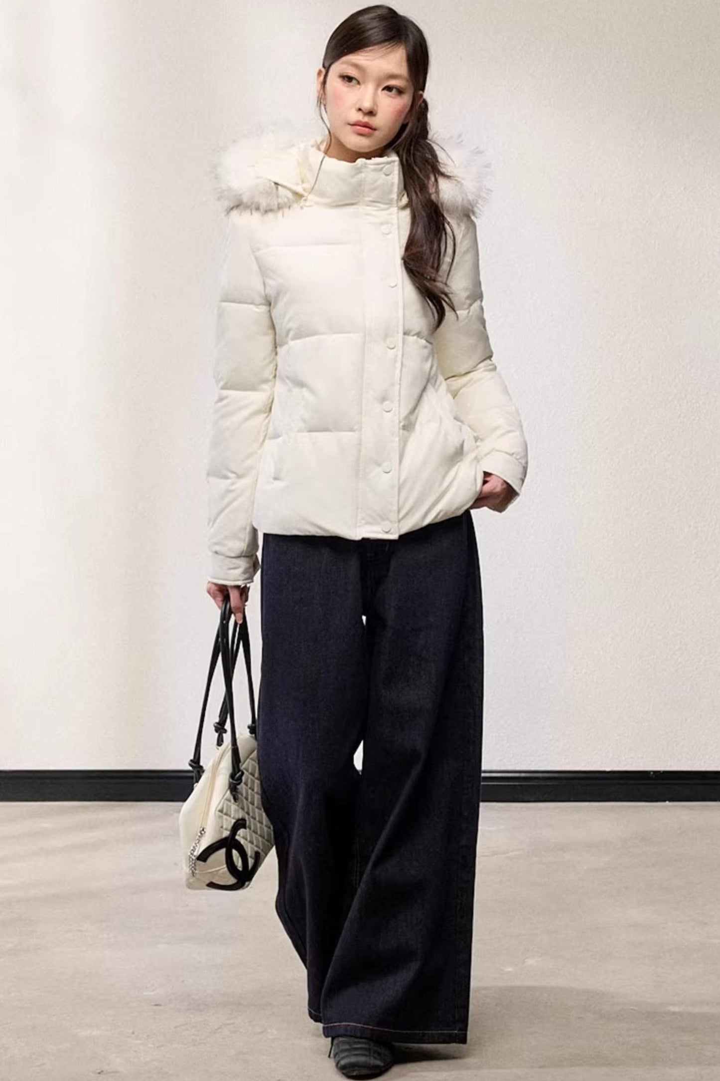 Stand-Up Fur Collar Down Jacket