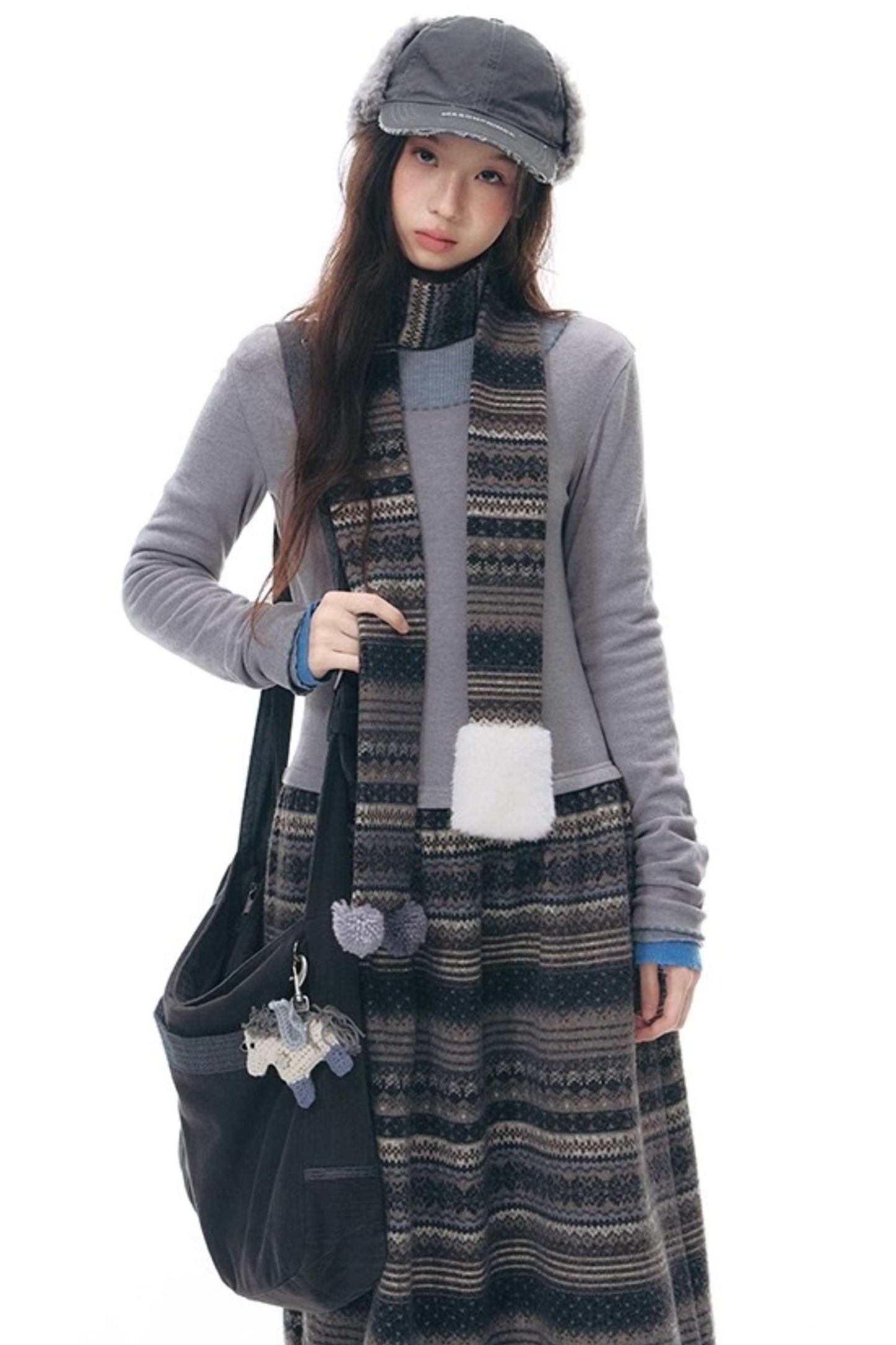 Knitted Patchwork Slim Dress Set-Up