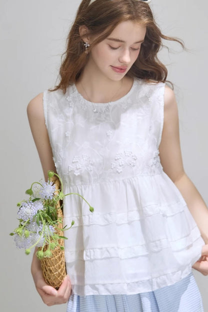Summer White Embroidered Top