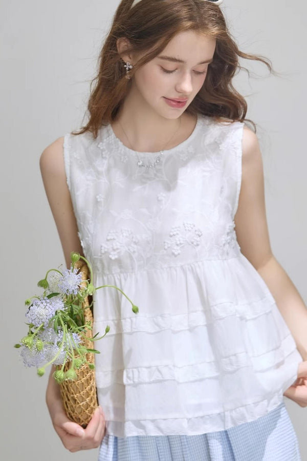 Summer White Embroidered Top