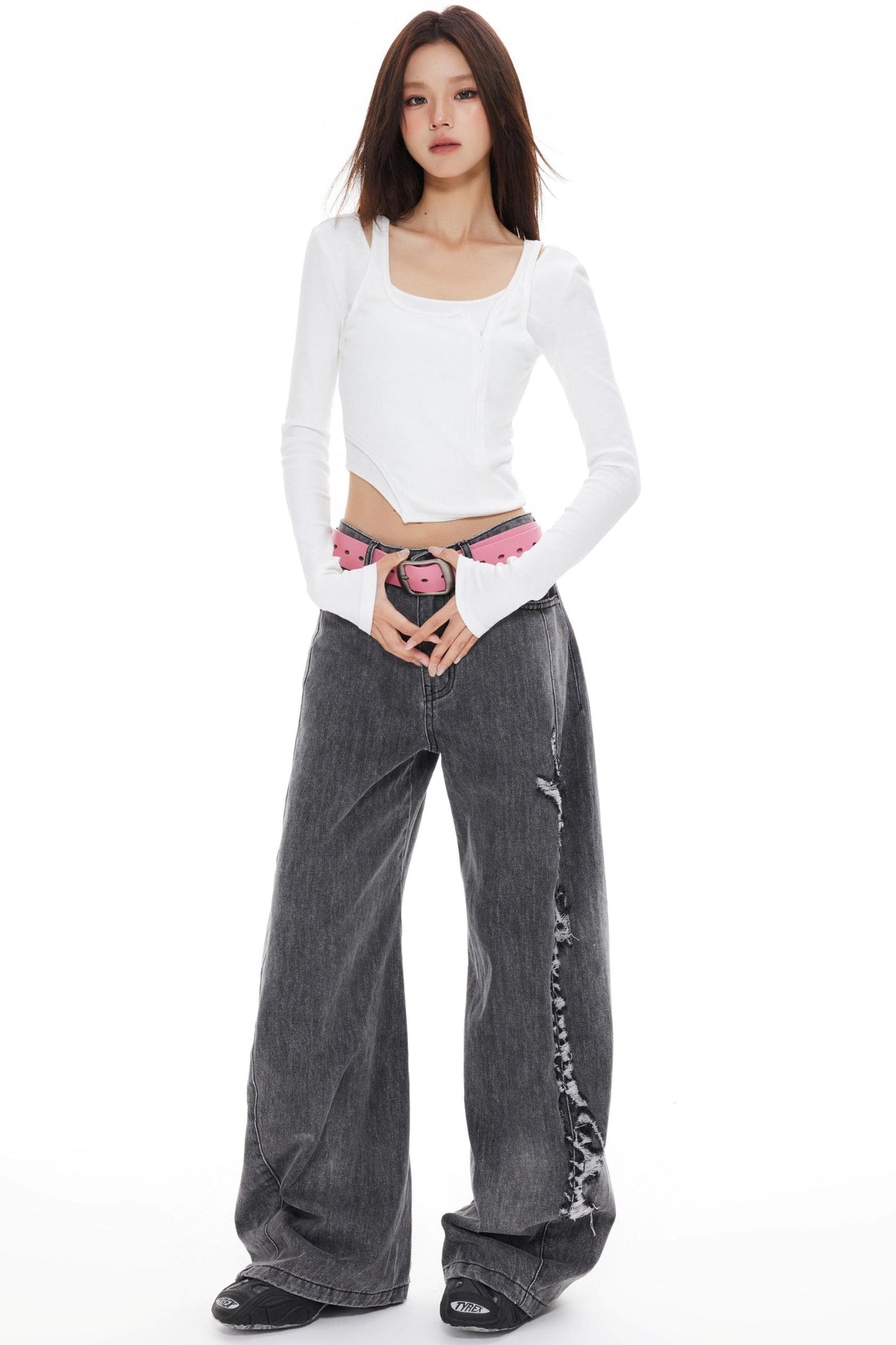 Blue Distressed Denim Pants