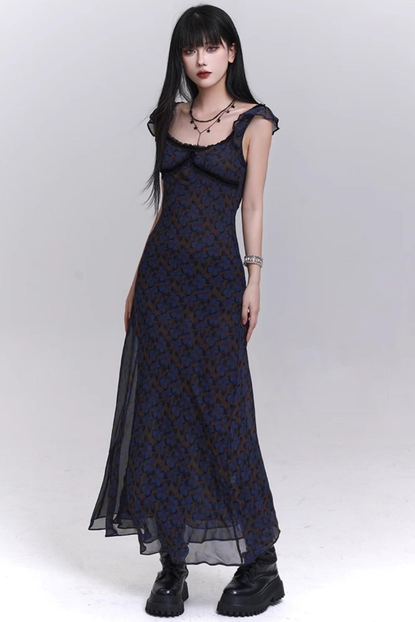 Butterfly Floral Halter Dress