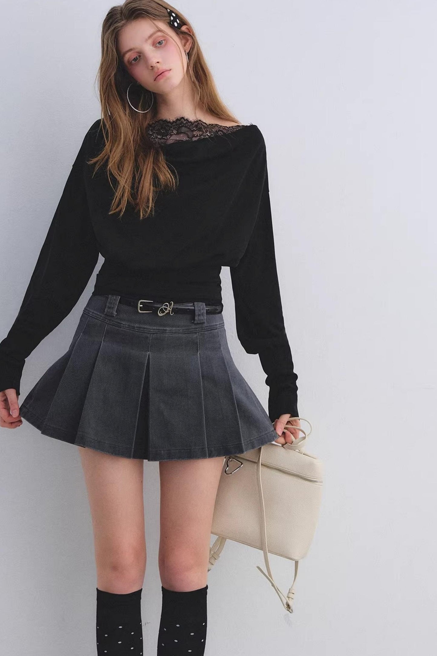 Lace Patchwork Turtleneck Top
