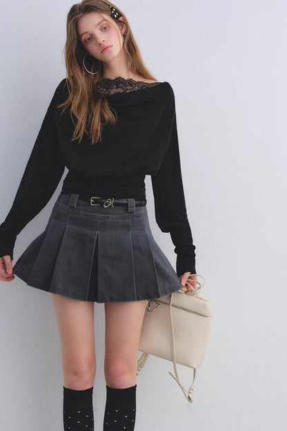 Lace Patchwork Turtleneck Top