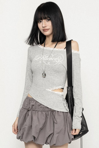 Lace Edge IRREGULAR T-SHIRT