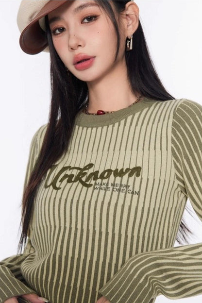 Stripe Slimming Knit Top