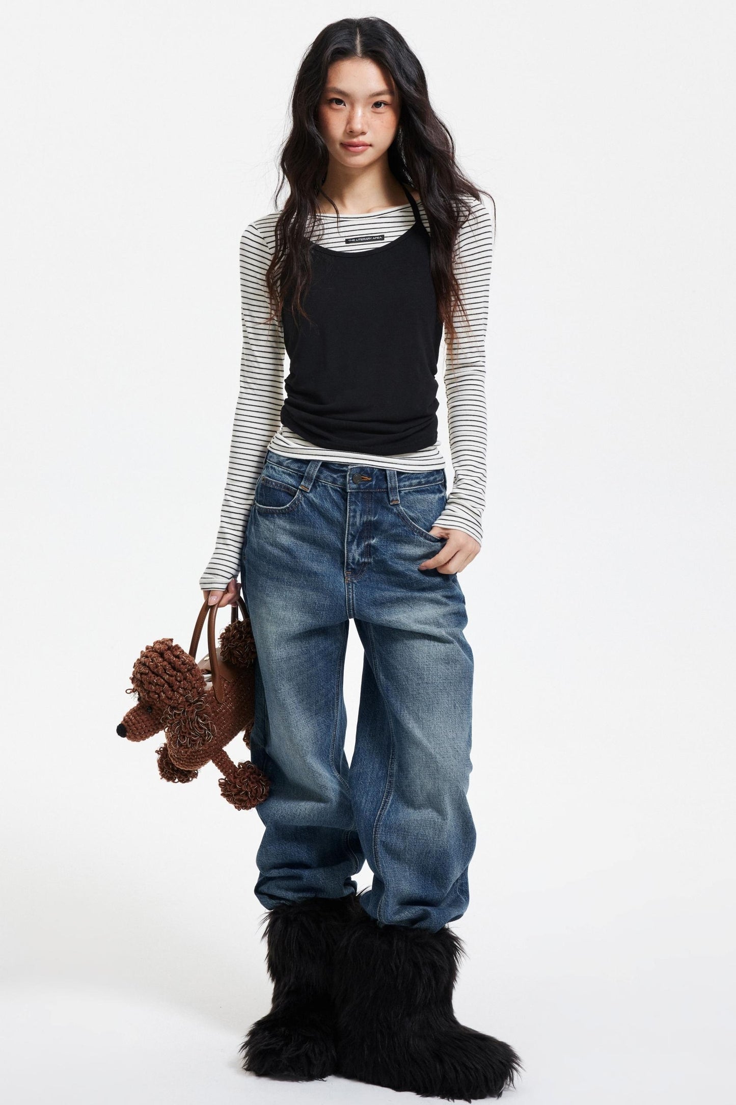 Patchwork Faux Layered Knit Top