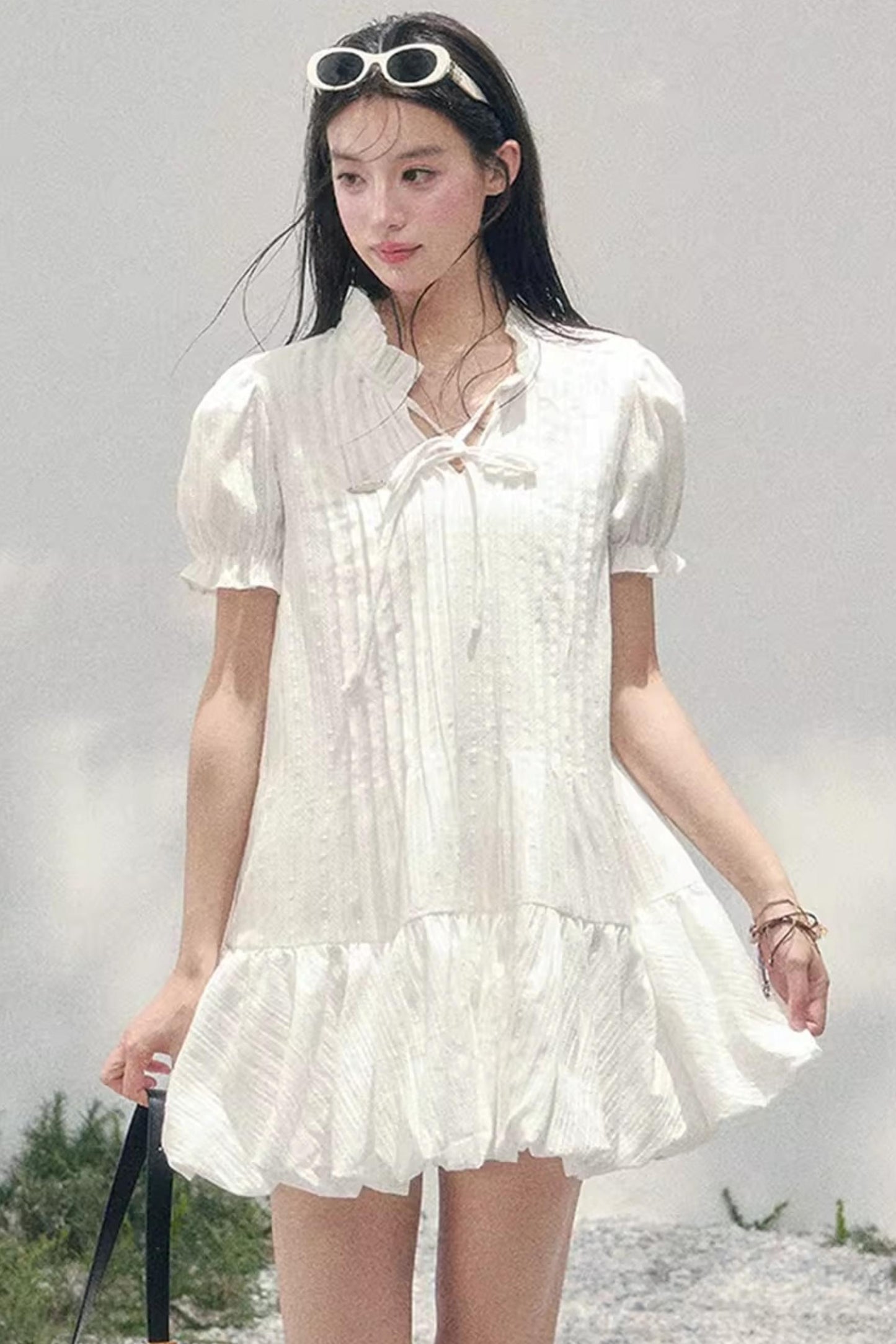 Plaid Puff Sleeve Dress