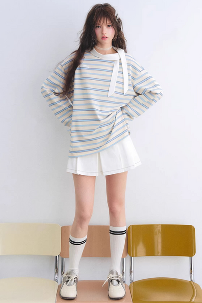 Retro Striped Color-Blocked Top