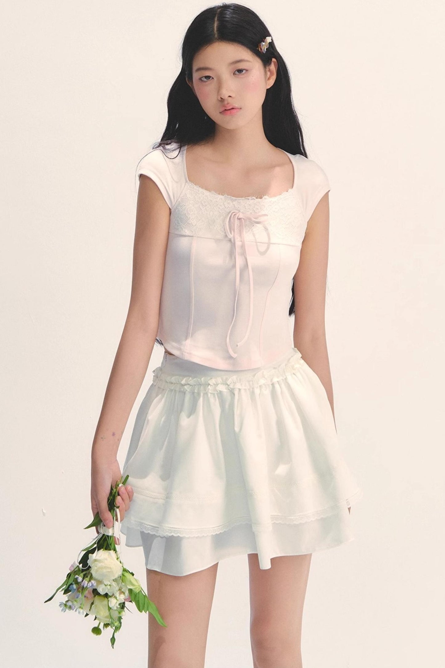 Cotton Lace Peplum Top