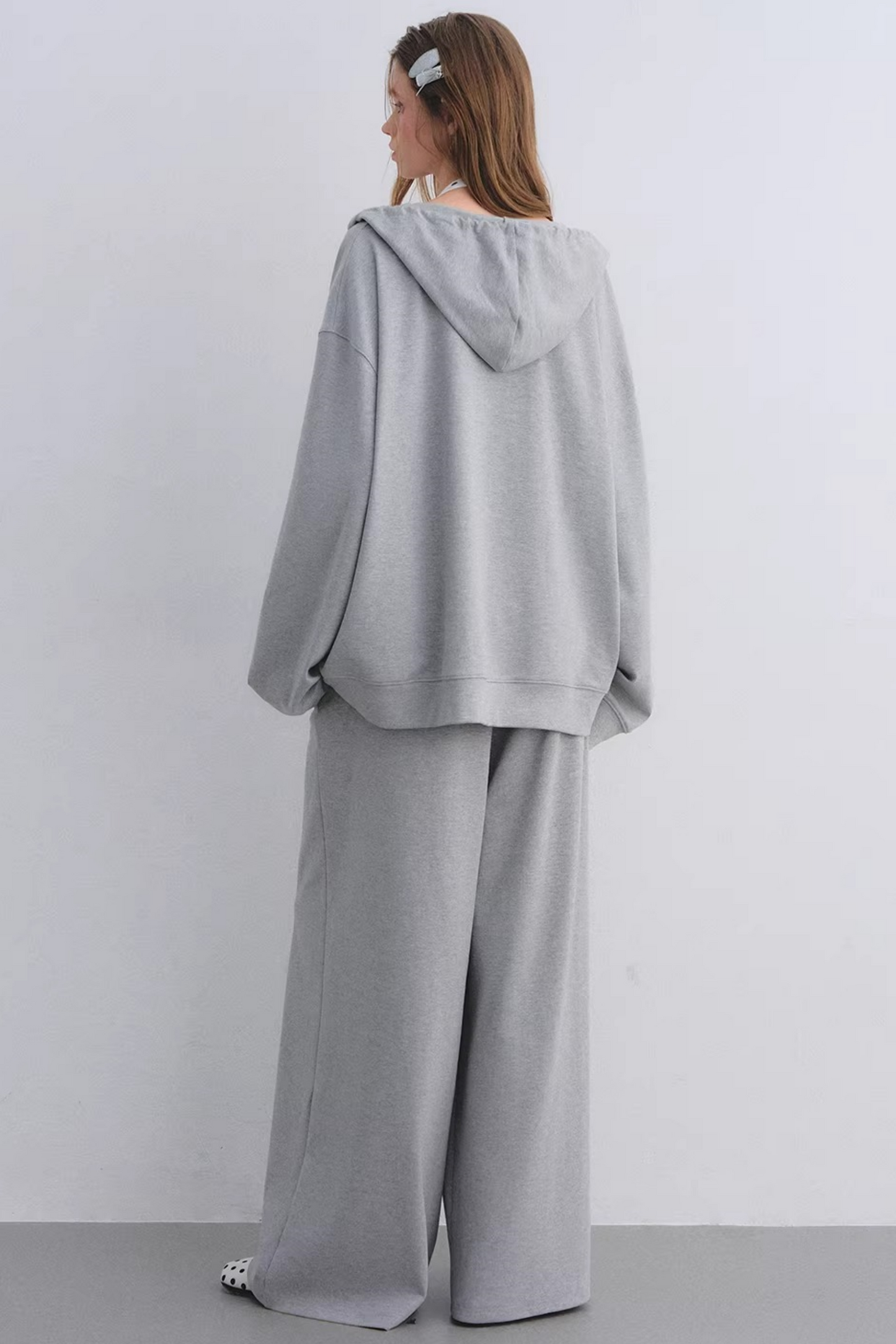 Polka Dot Hooded Vest Sweatshirt Set-Up