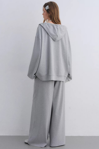 Polka Dot Hooded Vest Sweatshirt Set-Up