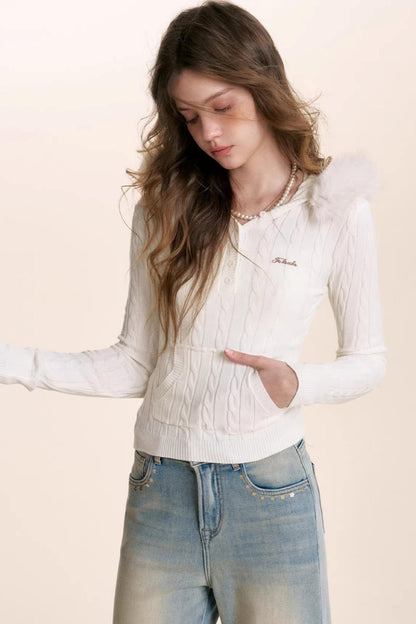 Plush Winter Fur Collar Sweater