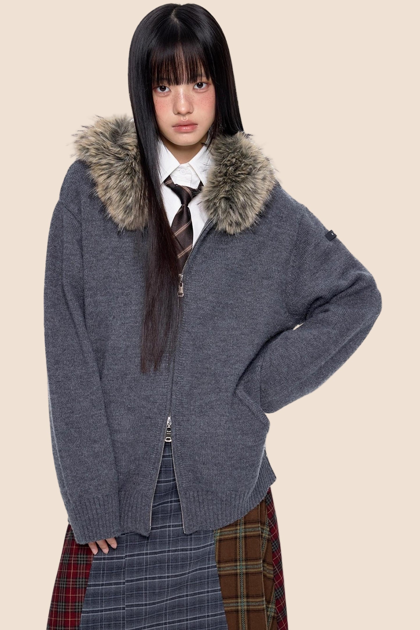 Vintage Knit Hooded Cardigan