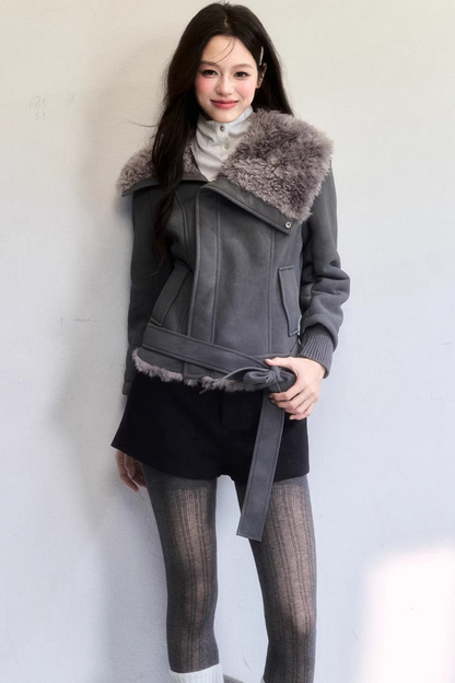 High-Sense Fur Collar Coat