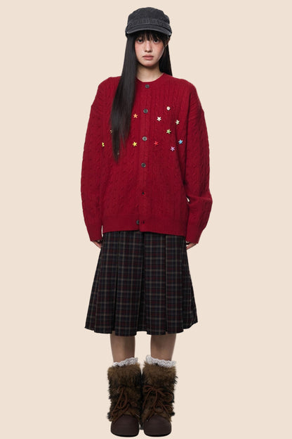 Studded Beaded Knit Cardigan